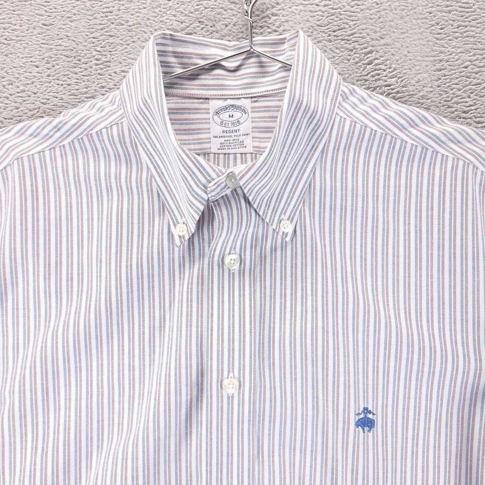 Brooks Brothers Shirt Mens M White Stripe Oxford Regent Original Polo Non Iron